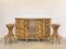 Mobile Bar and Bamboo Stools, 1970s, Set of 3, Image 1