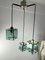 Vintage Murano Glass and Brass 3-Light Ceiling Lamp in the style of Fontana Arte, 1960s 2