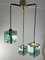 Vintage Deckenlampe aus Muranoglas & Messing mit 3 Leuchten im Stil von Fontana Arte, 1960er 1