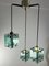 Vintage Murano Glass and Brass 3-Light Ceiling Lamp in the style of Fontana Arte, 1960s 1