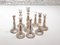 Glass & Silver Farmer Candlesticks, Belgium, 1920, Set of 7 6