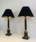 Lampes Néoclassiques False-Bois en Métal et Laiton, 1940s, Set de 2 4