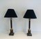 Neoclassical Lamps False-Bois in Metal and Brass, 1940s, Set of 2 1