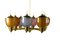 Large Murano Glass and Brass Chandelier, 1970s, Image 15