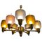 Large Murano Glass and Brass Chandelier, 1970s, Image 1