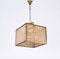 Vienna Straw Wicker, Glass Square & Brass Chandelier Lamp, Italy, 1950s 13