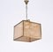 Vienna Straw Wicker, Glass Square & Brass Chandelier Lamp, Italy, 1950s, Image 13