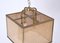 Vienna Straw Wicker, Glass Square & Brass Chandelier Lamp, Italy, 1950s, Image 14