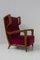 Italian Sculptural Lounge Chairs in Burgundy Velvet by Orlando Orlandi, 1950, Set of 2 10