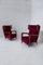 Italian Sculptural Lounge Chairs in Burgundy Velvet by Orlando Orlandi, 1950, Set of 2 1