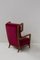 Italian Sculptural Lounge Chairs in Burgundy Velvet by Orlando Orlandi, 1950, Set of 2 7