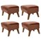 Brown Leather and Smoked Oak My Own Chair Footstools by Lassen, Set of 4 1
