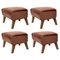 Brown Leather and Smoked Oak My Own Chair Footstools by Lassen, Set of 4, Image 1