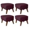 Maroon Smoked Oak Raf Simons Vidar 3 My Own Chair Footstool by Lassen, Set of 4, Image 1