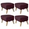 Maroon Natural Oak Raf Simons Vidar 3 My Own Chair Footstool by Lassen, Set of 4 1