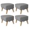 Grey Natural Oak Raf Simons Vidar 3 My Own Chair Footstools by Lassen, Set of 4 1