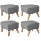 Grey Natural Oak Raf Simons Vidar 3 My Own Chair Footstools by Lassen, Set of 4 2