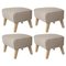 Beige and Natural Oak Sahco Zero Footstools by Lassen, Set of 4 1