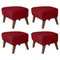 Red Smoked Oak Raf Simons Vidar 3 My Own Chair Footstools by Lassen, Set of 4, Image 1