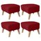 Red Natural Oak Raf Simons Vidar 3 My Own Chair Footstools by Lassen, Set of 4 1