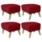 Red Natural Oak Raf Simons Vidar 3 My Own Chair Footstools by Lassen, Set of 4, Image 1