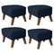 Blue and Smoked Oak Sahco Zero Footstools by Lassen, Set of 4 1