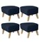 Blue and Natural Oak Sahco Zero Footstools by Lassen, Set of 4 2