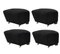 Dark Grey Smoked Oak Hallingdal the Tired Man Footstools by Lassen, Set of 4 2