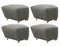 Grey Natural Oak Hallingdal the Tired Man Footstools by Lassen, Set of 4 2