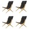 Chaises Saxe en Chêne Huilé Naturel et Cuir Noir par Lassen, Set de 4 1