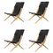 Natural Oiled Oak and Black Leather Saxe Chairs by Lassen, Set of 4 1