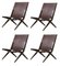Brown Stained Oak and Brown Leather Saxe Chairs by Lassen, Set of 4 2