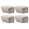 Green Tea Natural Oak Sheepskin the Tired Man Footstools by Lassen, Set of 4 1