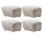 Green Tea Natural Oak Sheepskin the Tired Man Footstools by Lassen, Set of 4, Image 2