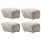 Green Tea Smoked Oak Sheepskin the Tired Man Footstools by Lassen, Set of 4 1