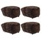 Espresso Smoked Oak Sheepskin the Tired Man Footstools by Lassen, Set of 4, Image 1