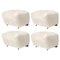 Off White Smoked Oak Sheepskin the Tired Man Footstools by Lassen, Set of 4 1