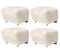 Off White Smoked Oak Sheepskin the Tired Man Footstools by Lassen, Set of 4, Image 2