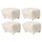 Off White Natural Oak Sheepskin the Tired Man Footstools by Lassen, Set of 4 1