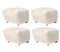 Off White Natural Oak Sheepskin the Tired Man Footstools by Lassen, Set of 4, Image 2