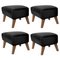 Black Leather and Smoked Oak My Own Chair Footstools by Lassen, Set of 4 1