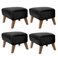 Black Leather and Smoked Oak My Own Chair Footstools by Lassen, Set of 4 2