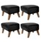 Black Leather and Smoked Oak My Own Chair Footstools by Lassen, Set of 4, Image 2