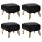 Black Leather and Natural Oak My Own Chair Footstools by Lassen, Set of 4 1