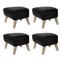 Black Leather and Natural Oak My Own Chair Footstools by Lassen, Set of 4 2