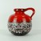 Mid-Century Red & Brown Vase with White Drip Glaze from Scheurich 1