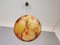 Mid-Century Portuguese Hanging Globe Lamp in Amber Spatter Glass, 1960s 9