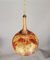 Mid-Century Portuguese Hanging Globe Lamp in Amber Spatter Glass, 1960s 4