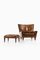 Lounge Chair and Stool in Rosewood and Brown Leather attributed to Illum Wikkelsø, 1960s, Set of 2 2