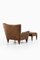 Lounge Chair and Stool in Rosewood and Brown Leather attributed to Illum Wikkelsø, 1960s, Set of 2 5